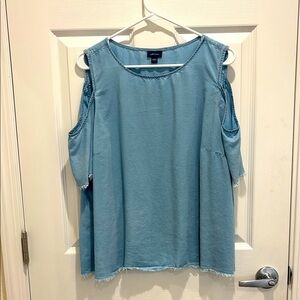 J. Jill Cold Shoulder Chambray Top